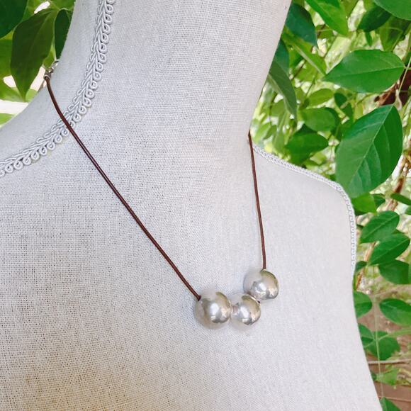 VTG Silpada Triple Threat Sterling Leather Necklace Israel Y2K Minimalist N2053 - Picture 6 of 14